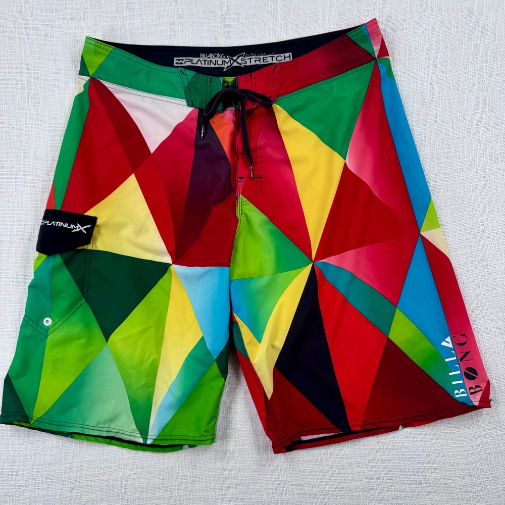 Billabong Platinum X Zero Gravity Prism Geometric Swim Trunk Board Shorts Men 36